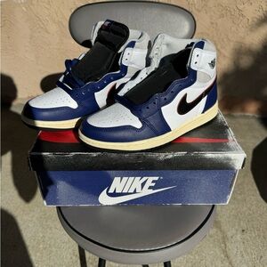 Nike White & Blue High-Top Sneaker